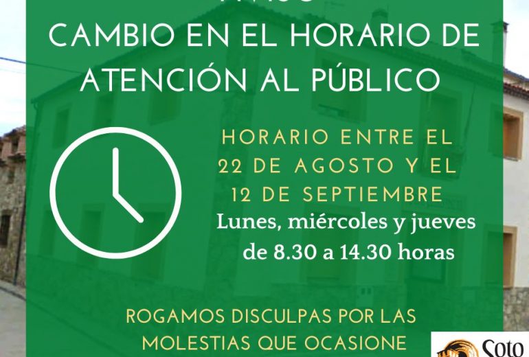 Sotosalbos cambio horario secretaría por vacaciones